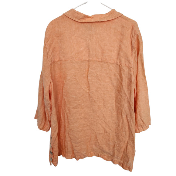 Tahari Linen‎ Oversized Top 1X Orange Lagenlook Beach Minimalist Coastal Grandma - Picture 2 of 6